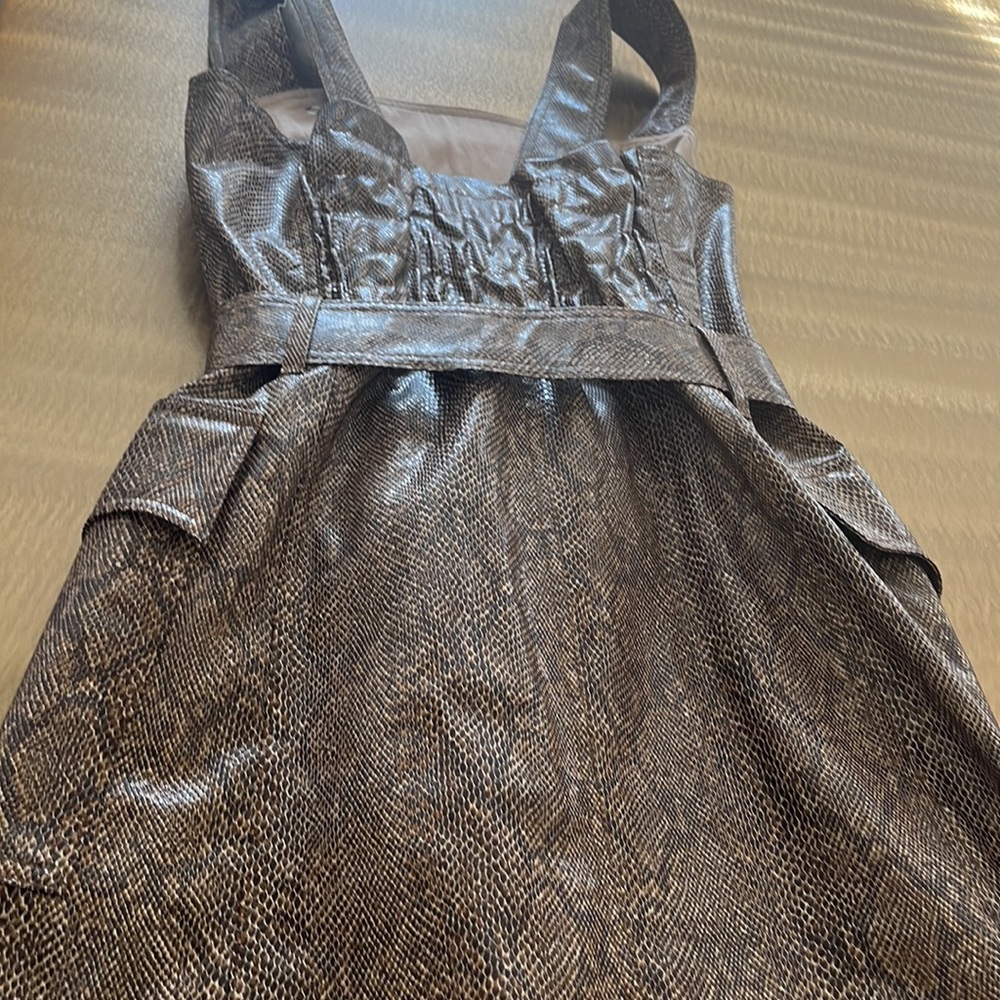 Nanushka lorena belted snake effect vegan leather mini  Dress - Picture 11 of 11